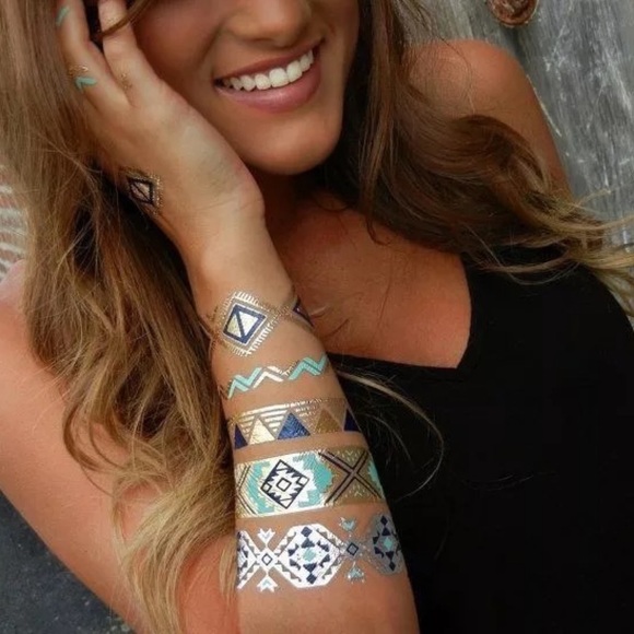 4 Sheets Boho Festival Temporary Metallic Flash Tattoos - Picture 11 of 13